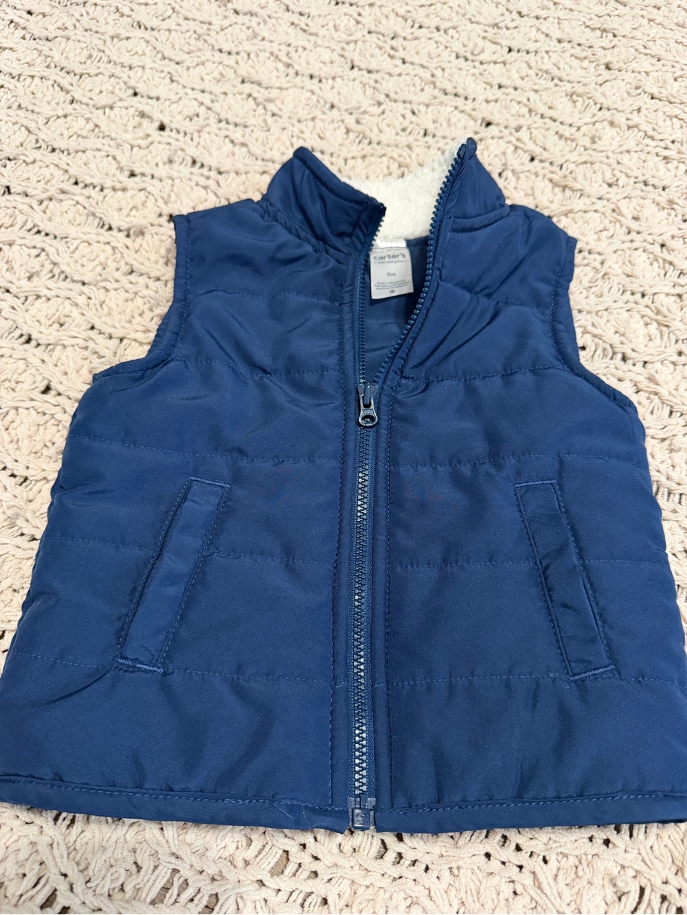 Carter's Navy Blue Puffer Vest with Sherpa Collar